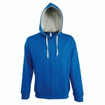 VESTE FÉMININE ZIPPÉE À CAPUCHE CONTRASTÉE ROYAL