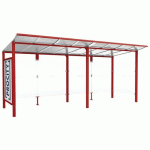 ABRI BUS MODULO 5 M AVEC VITRINE 1 BARDAGE LAT. ROUGE 3004 - PROCITY