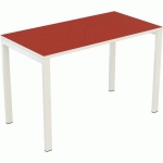 BUREAU EASY OFFICE 114X60CM PIED BLANC PLATEAU ROUGE - MEET BY PAPERFLOW