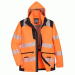 PORTWEST PW367 PARKA PW3 HI-VIS 5-EN-1 ORANGE/NOIR - TAILLE S