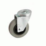 ROULETTE PIVOTANTE À ŒIL CAOUTCHOUC GRIS 100 MM- CHARGE 80 KG - ROULEMENTS À ROULEAUX AVL