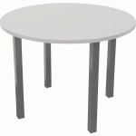TABLE RÉUNION ARCHE Ø 100 CM 4 PIEDS GRIS CLAIR / ALU - BURONOMIC