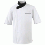 VESTE DE CUISINE EXALT'S MANCHES LONGUES BLANC COL POINTILLÉ NOIR L