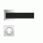 POIGNÉES DE PORTE SUR ROSACES CARRÉES R 53Q TORINO - CHROMÉ ET NOIR - CLÉ L KARCHER DESIGN