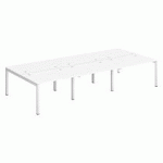 PÔLE 6 BUREAUX L 360 CM PLATEAUX BLANC, PIÈTEMENT MÉTAL BLANC - TEAM LINE