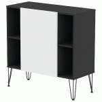 RANGEMENT MI-HAUT JAVA 100 CM 1 PORTE 4 NICHES NOIR /BLANC - MANUTAN COLLECTIVITÉS