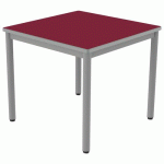 TABLE CARÉLIE 80X80 T5 - 4P STRAT POLYU. CERISE GRIS/9006 - MOBIDECOR
