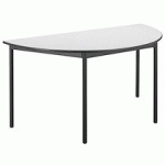 TABLE DE RÉUNION GRIS/NOIR DEMI ROND PIEDS VÉRINS