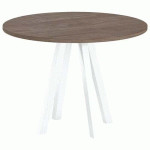 TABLE RÉUNION EVAN Ø 100 CM PIED BLANC PLATEAU NOYER - MBA