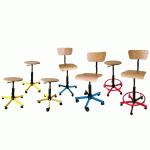 TABOURET RÉGLABLE DE 43 À 63 CM PAR VÉRIN À GAZ, PIÉTEMENT BLEU, SUR PATINS - MANUTAN COLLECTIVITÉS