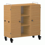 ARMOIRE BASSE SHIFT+ LANDSCAPE MÉLA. 9 CASES - 2 PORTES - HÊTRE - GRIS TERRE - MANUTAN COLLECTIVITÉS