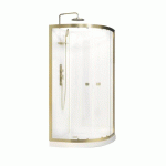 CABINE DE DOUCHE 1/4 ROND 90CM DORÉE À PORTE COULISSANTE - MITIGEUR MÉCANIQUE - GOLDY AURLANE