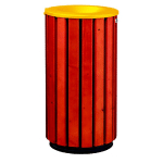 CORBEILLE À POSER OU À FIXER ZENO ACCESS - 80L - LATTES BOIS / AVEC COUVERCLE ENTONNOIR JAUNE COLZA