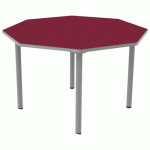 TABLE CARÉLIE MOB OCTO. Ø120 T6 STRA POLY. CERISE GRIS/9006 - MOBIDECOR