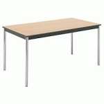 TABLE HÊTRE/CHROMÉ RECTANGULAIRE PIEDS VÉRINS