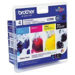 BROTHER CARTOUCHE D'ENCRE LC980VALBP (LC-980VALBP) - LOT MULTIPLE - COULEUR: NOIR, CYAN, JAUNE, MAGENTA (LOT DE 4 CARTOUCHES)