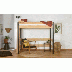 PACK LIT MEZZANINE DONNELL + MATELAS  NOIR ET BOIS 90X190 CM/OPT:MATELAS ARNO LATEX
