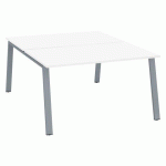 PÔLE 2 BUREAUX ECLA BLANC L 140 X P 80 CM PIÈTEMENT MÉTAL FINITION ALUMINIUM