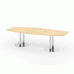 TABLE DE RÉUNION PIEDS COLONNES-280X130CM-CHÊNE AMBRÉ-ARGENT - HAMMERBACHER