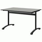 TABLE MALIBU 120X80 T5 DL ST ISOSON GRIS 1400/NOIR NOIR 9005