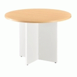 TABLE RONDE 100 CM PIED PLATEAU HÊTRE PIEDS CROIX PLEINS BOIS BLANC EXCELLENS