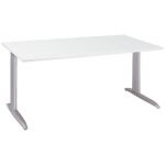 BUREAU DROIT ACTUAL - L. 140 X P. 80 CM - PLATEAU BLANC - PIEDS L ALUMINIUM