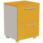 CHEVET IDENTITÉ 2 TIROIRS HAUT.60 CM ARGENT/ORANGE - MANUTAN COLLECTIVITÉS