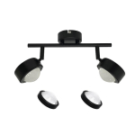 LINDBY SPOT JYLA, NOIR, LENTILLE, 3.000 K, À 2 LAMPES, GX53