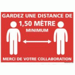 PANNEAU "GARDEZ VOS DISTANCES" POUR MURS 210 X 300 MM