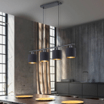 REALITY LEUCHTEN SUSPENSION TOMMY, NOIR/OR, LONGUEUR 75 CM, 4 LAMPES, TISSU
