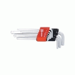 JEU DE 9 CLÉS MÂLES 6 PANS TÊTE SPHÉRIQUE CHROMÉES - HANGER - 250111