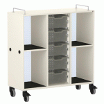 MEUBLE BAS SHIFT+ LANDSCAPE MÉLA POUR CARTABLES 4 CASES BLANC GRIS - BLEU CLAIR - MANUTAN COLLECTIVITÉS