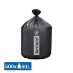 SACS POUBELLE DÉCHETS COURANTS BERNARD SUPERTENE NOIRS 50 L, LOT DE 500