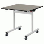 TABLE MALIBU RAB. 80X80 T5 DL ST GRIS U727/NOIR BLC 9016