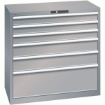 ARMOIRE 6 TIROIRS 1023X572X1000MM-CHARGE 75KG-GRIS/ARGENT - LISTA