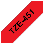 BROTHER RUBAN TITREUSE BROTHER - TZE - ÉCRITURE NOIR / FOND ROUGE - 24 MM X 8 M - MODÈLE TZE-451
