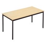TABLE POLYVALENTE DROIT - L. 140 X P. 70 CM - PLATEAU ERABLE - PIEDS NOIR