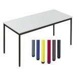 TABLE POLYVALENTE RECTANGLE - L. 140 X P. 70 CM - PLATEAU GRIS - PIEDS BLEU