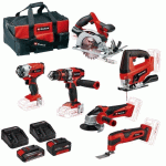 PACK 6 MACHINES 18V + BATTERIES + SAC DE TRANSPORT EINHELL