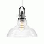 LAMKUR SUSPENSION TEO AVEC ABAT-JOUR EN VERRE, CHROMÉE
