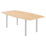 TABLE TONNEAU ACTUAL L. 200 X 100 CM - PLATEAU HÊTRE - 4 PIEDS CARRÉS ALUMINIUM