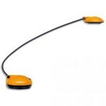 UNILUX LAMPE À 2 LED SPHÈRE ABS ET ALUMINIUM 2,6W COLORIS ORANGE - TÊTE 11 CM, BRAS 53 CM ET BASE D15 CM