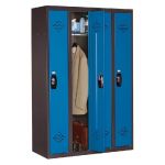 VESTIAIRE AVANTAGE - INDUSTRIE PROPRE - 4 COLONNES - CORPS ANTHRACITE - PORTES BLEU