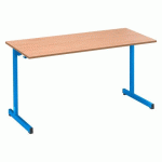 LOT DE 2 - TABLE SCOLAIRE 2 PLACES SYLLAB L.130 CM PLATEAU HÊTRE - TAILLE 4 POUR CP/CE1 - PIÈTEMENT BLEU