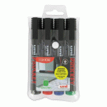 MARQUEUR PERMANENT UNI BALL PROCKEY POINTE BISEAUTÉE 2 À 6 MM - POCHETTE DE 4 COULEURS ASSORTIES