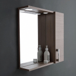 KIAMAMI VALENTINA - MIROIR DE SALLE DE BAIN SUSPENDU AVEC PORTE LATÉRALE EFFET BOIS DE CHÊNE LUMIÈRE LED