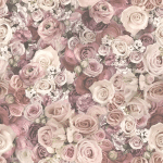 PAPIER PEINT MOTIF ROSE ROMANTIQUE POUR SALON | PAPIER PEINT ANGLAIS ROSE PÂLE FLEURI | TAPISSERIE FLEURIE CHAMBRE FILLE ROSE - 10,05 X 0,53 M