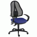 SIÈGE DE BUREAU OPEN POINT - CONTACT PERMANENT - AVEC ACCOUDOIRS FIXES - BLEU