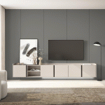 SKRAUT HOME - MEUBLE TV EFFET BOIS BEIGE 309X35X50CM SUSPENDU