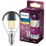 AMPOULE LED SPHÉRIQUE E14 35W BLANC CHAUD CALOTTE ARGENTÉE, VERRE - PHILIPS